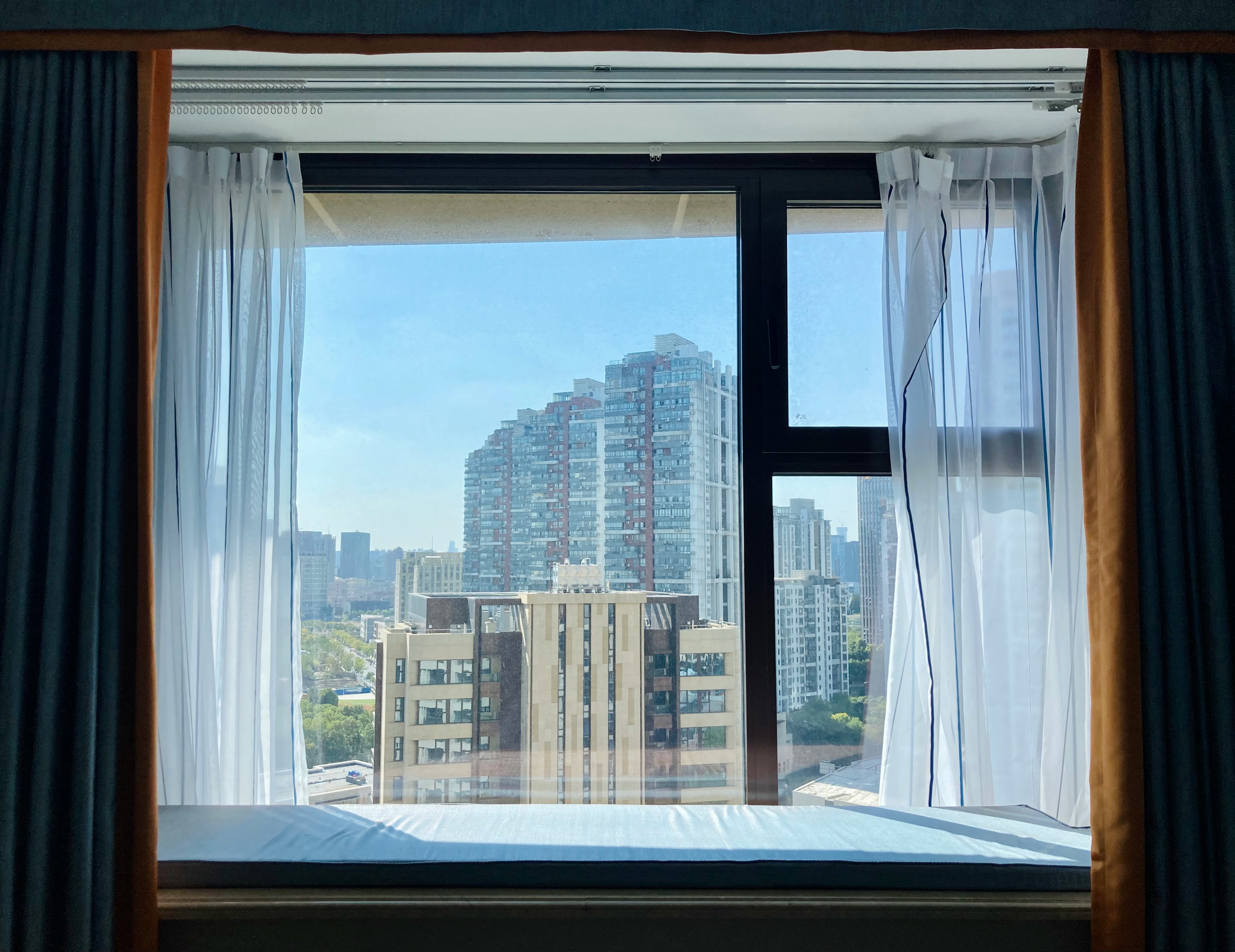Sliding window in bedroom